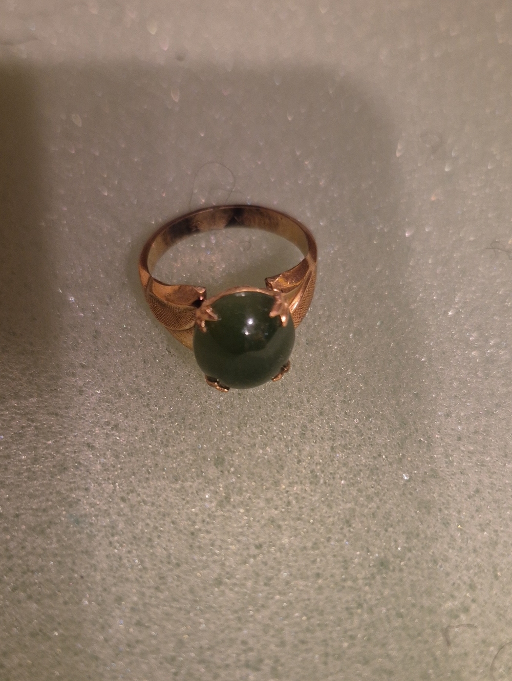 10k Gold Fill Ring with Green Jade Stone